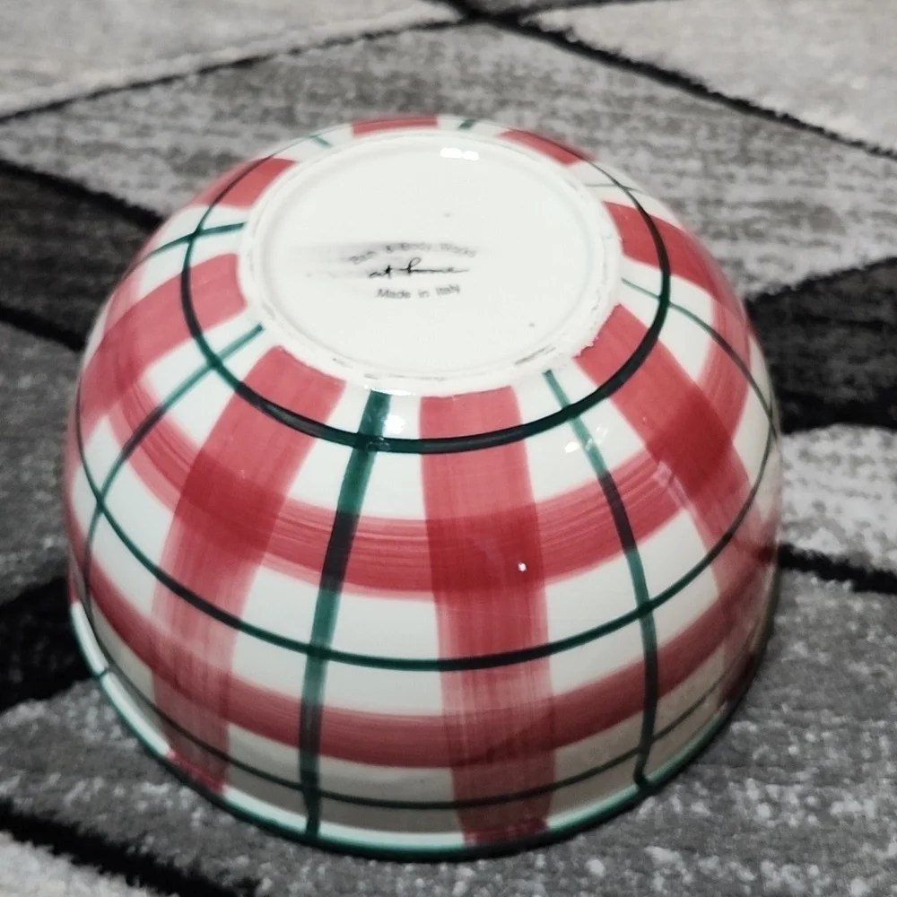 VINTAGE HTF BATH & BODY WORKS 90'S PLAID MADE-IN-ITALY DECORATIVE BOWL
